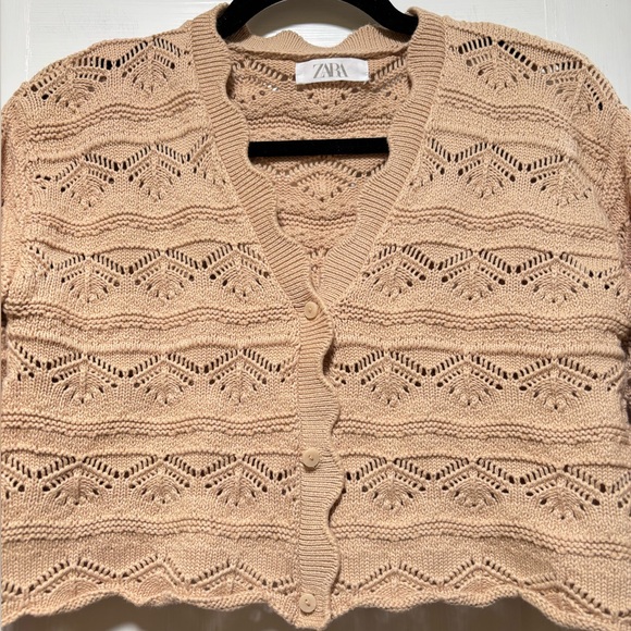 Zara Beige Knit Button-Up Cardigan - Picture 2 of 5